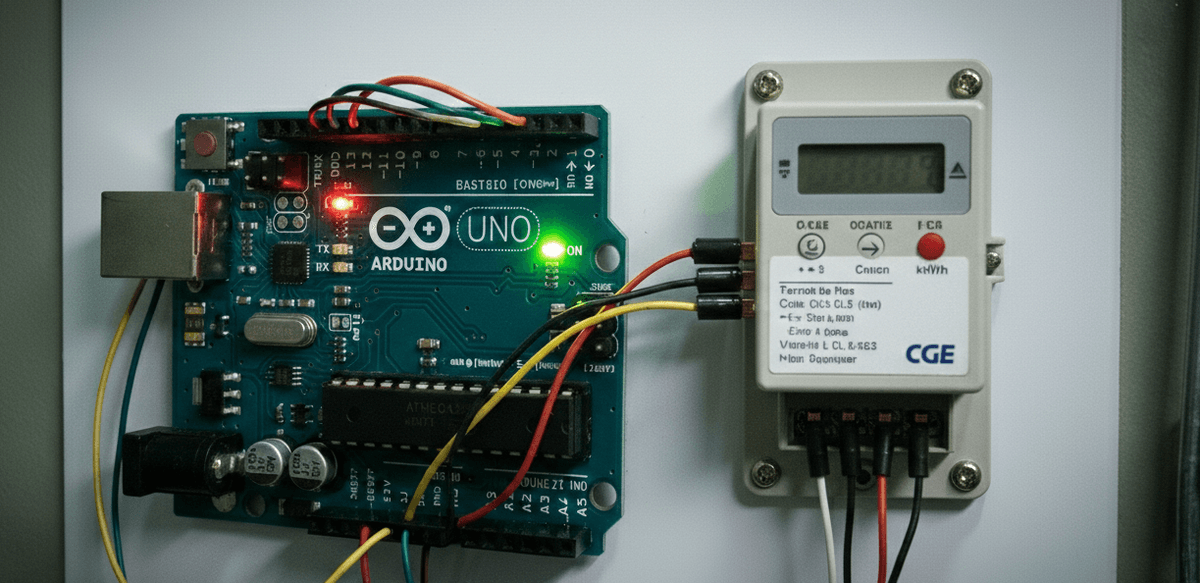 Dispositivo Arduino instalado en tablero eléctrico